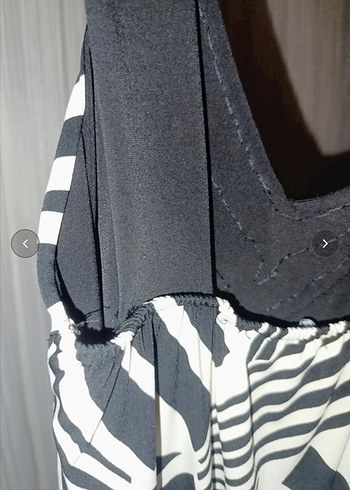 Siyah Zebra Desenli Mini Elbise bluz - Görsel 5