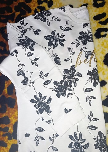 H&M Uzun Kollu Beyaz Desenli Kadın Sweatshirt - Görsel 9