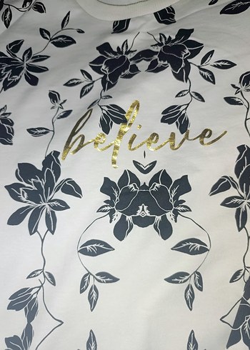 H&M Uzun Kollu Beyaz Desenli Kadın Sweatshirt - Görsel 3