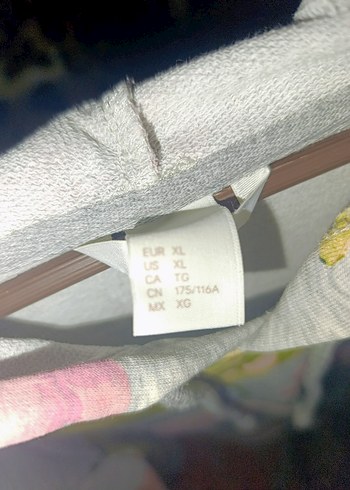 H&M Gri Çiçek Desenli Kapüşonlu Kadın Sweatshirt - Görsel 3