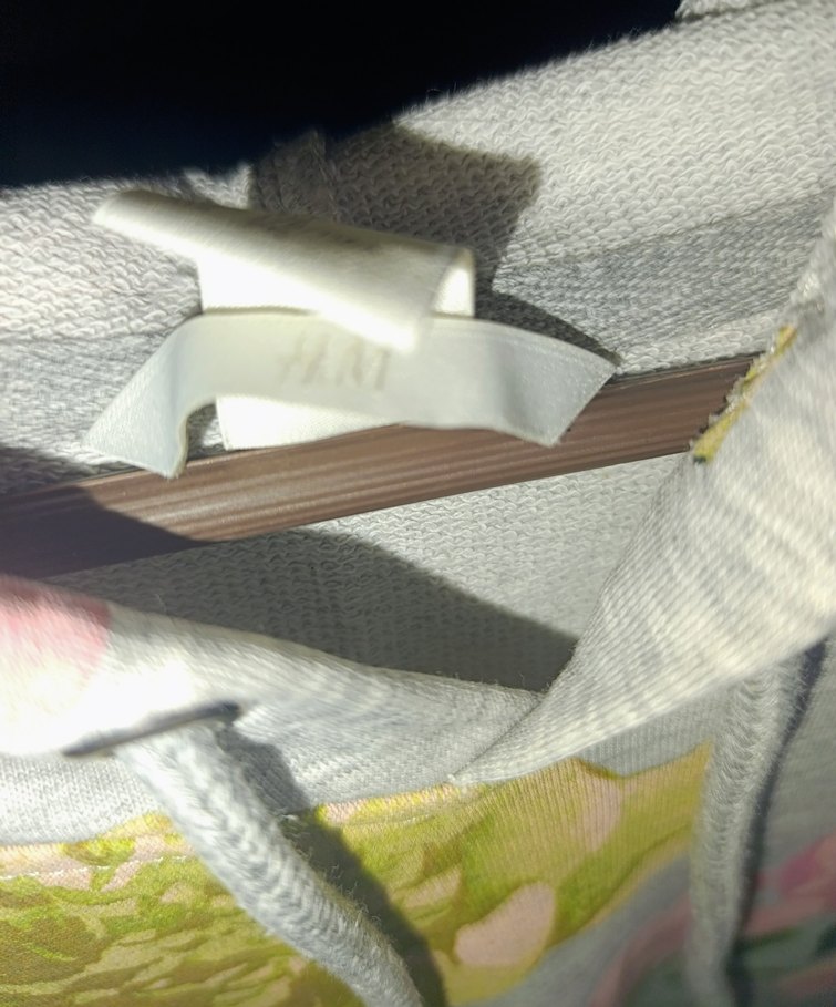 H&M Gri Çiçek Desenli Kapüşonlu Kadın Sweatshirt - Görsel 4