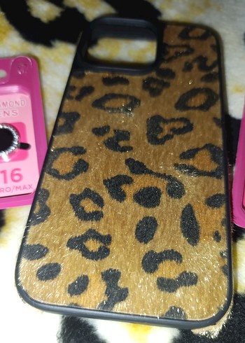 Kahverengi Kürklü Leopar Desenli Telefon Kılıfı 16PROMAX - Görsel 2