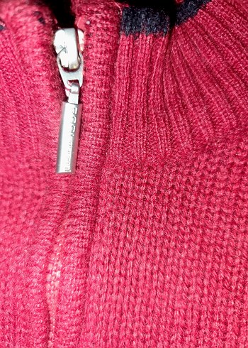 Kırmızı Yarım Fermuarlı Erkek Triko Kazak - Görsel 3