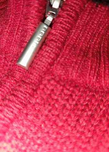 Kırmızı Yarım Fermuarlı Erkek Triko Kazak - Görsel 4