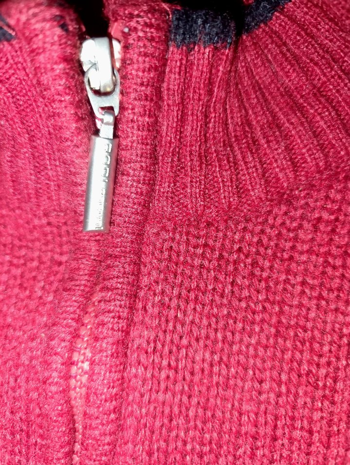 Kırmızı Yarım Fermuarlı Erkek Triko Kazak - Görsel 3