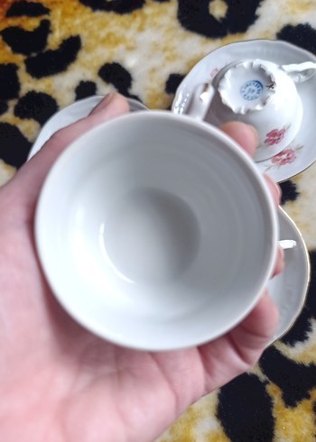 Beyaz Porselen Çay Fincanı ve Tabağı Seti - Görsel 4