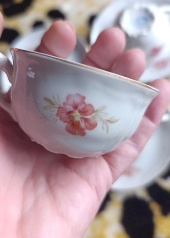 Beyaz Porselen Çay Fincanı ve Tabağı Seti - Görsel 5