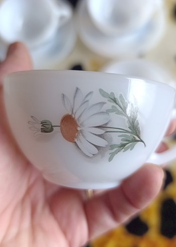 Papatya Desenli Beyaz Fincan Takımı - Görsel 4