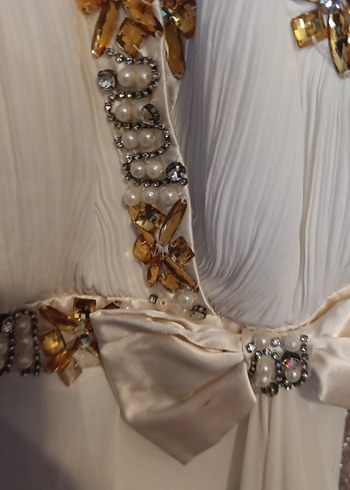 Beyaz Straplez Uzun Abiye Elbise - Görsel 14