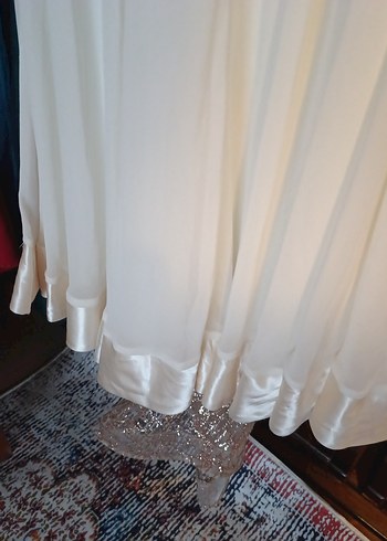 Beyaz Straplez Uzun Abiye Elbise - Görsel 8