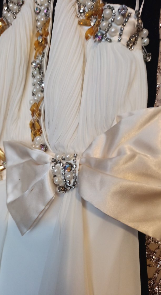 Beyaz Straplez Uzun Abiye Elbise - Görsel 3