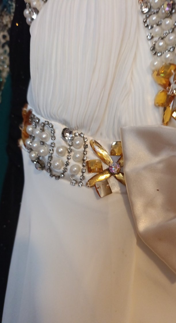 Beyaz Straplez Uzun Abiye Elbise - Görsel 4