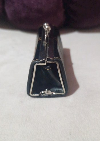 Siyah Deri Tokalı Vintage Kadın Cüzdanı - Görsel 2