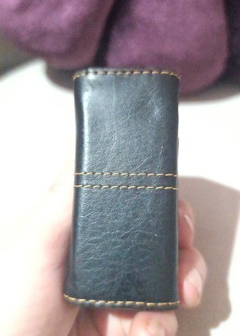 Siyah Deri Tokalı Vintage Kadın Cüzdanı - Görsel 4