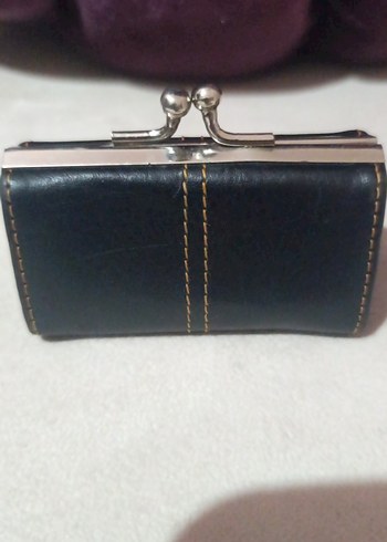 Siyah Deri Tokalı Vintage Kadın Cüzdanı - Görsel 3