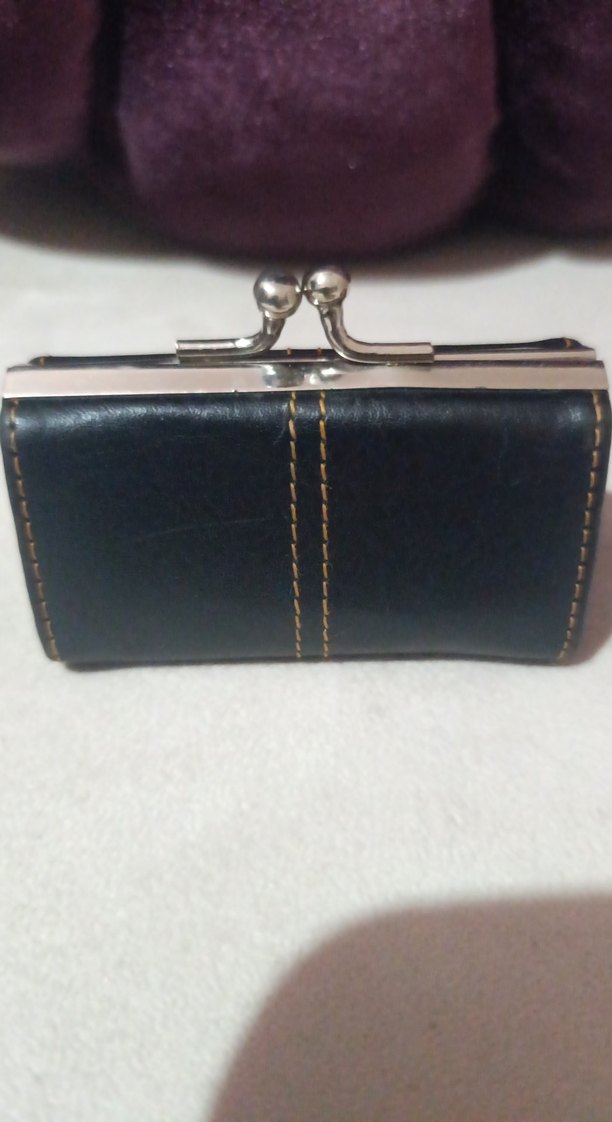 Siyah Deri Tokalı Vintage Kadın Cüzdanı - Görsel 3