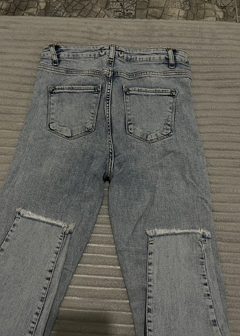 29 Beden gri Renk Gri Kadın Midi Boy Denim Jean