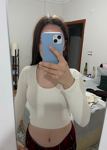 Diğer Beyaz Uzun Kollu Crop Üst