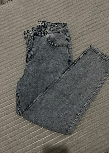 Gri Bol Kesim Midi Kot Pantolon