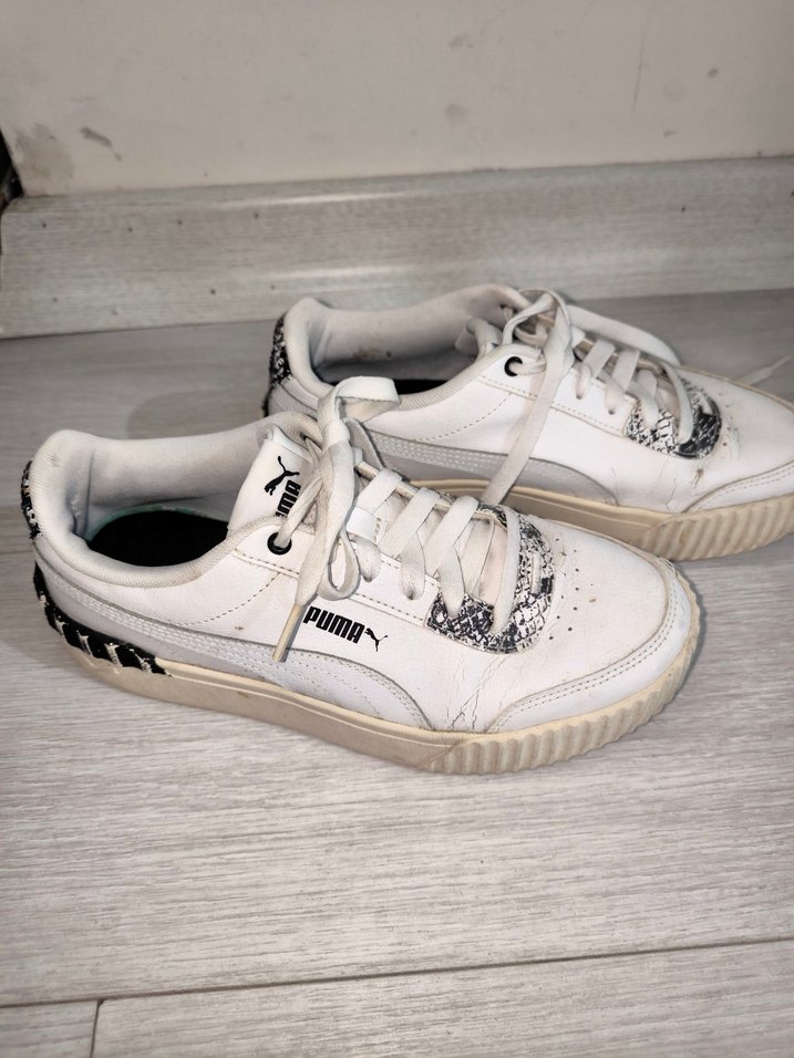 Beyaz Yılan Desenli Puma Kadın Spor Ayakkabı - Görsel 2