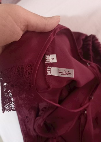 s Beden bordo Renk Bordo Dantel Detaylı Bohem Kadın Gecelik