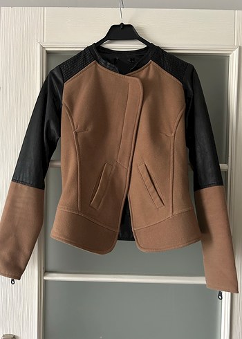Zara Kahverengi Deri Detaylı Kadın Ceket