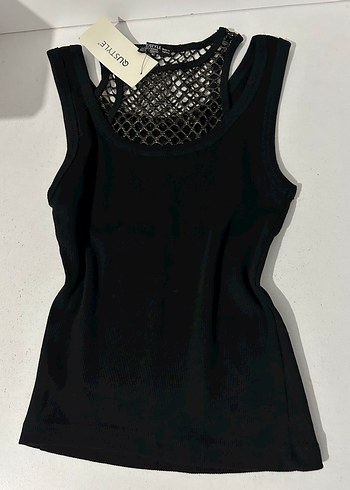 Zara Siyah Dantel Detaylı İnce Askılı Kadın Atlet