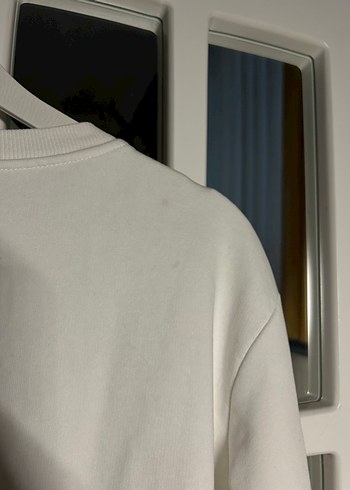 m Beden Kadın Beyaz Baskılı Uzun Kollu Sweatshirt