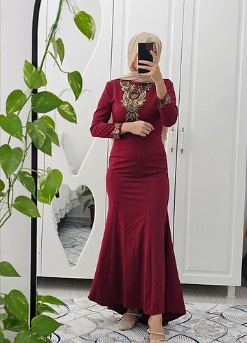 s Beden bordo Renk Abiye