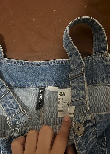 Kadın Mavi Çizgili Denim Kısa Tulum - Görsel 2