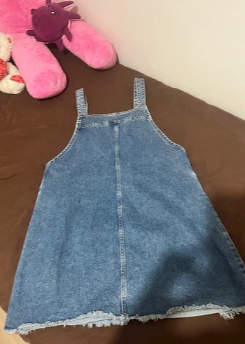 Kadın Mavi Çizgili Denim Kısa Tulum - Görsel 3