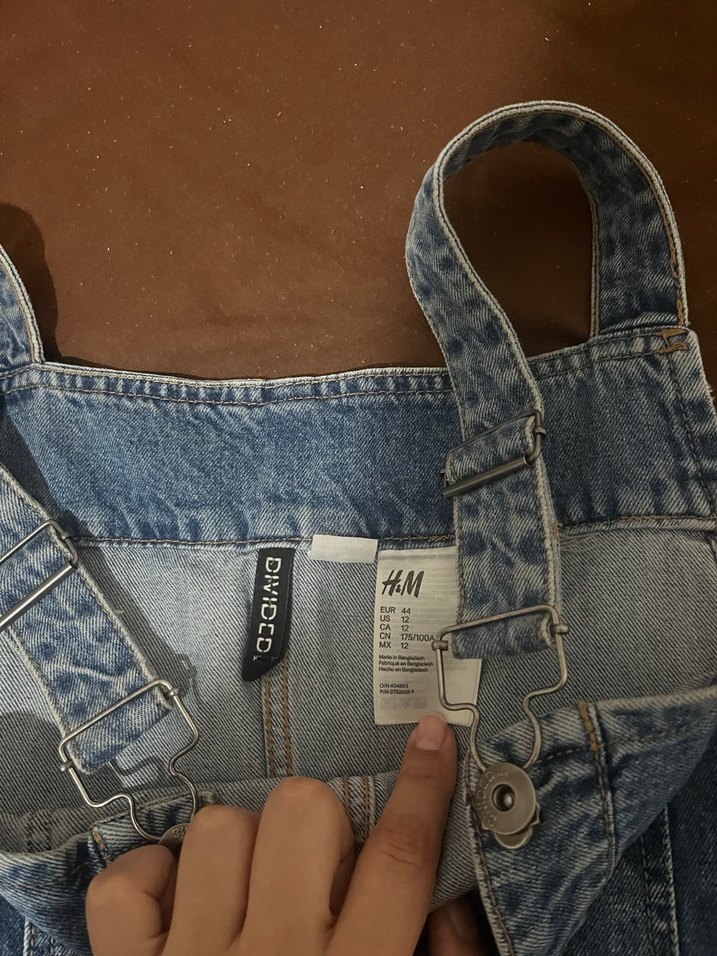 Kadın Mavi Çizgili Denim Kısa Tulum - Görsel 2