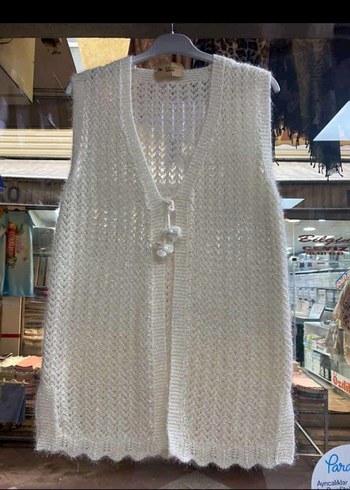 Pudra Renkli Uzun Örgü Kadın Yelek - Görsel 8