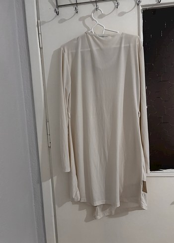 Uzun Kollu Beyaz taşlı ve simli Tunik - Görsel 5