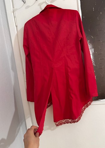 Düğmeli nar çiçeği Kadın Blazer Ceket - Görsel 3