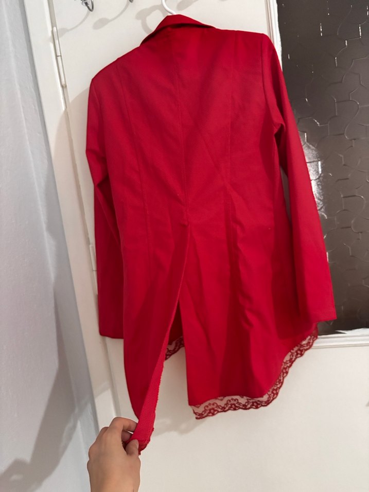 Düğmeli nar çiçeği Kadın Blazer Ceket - Görsel 3