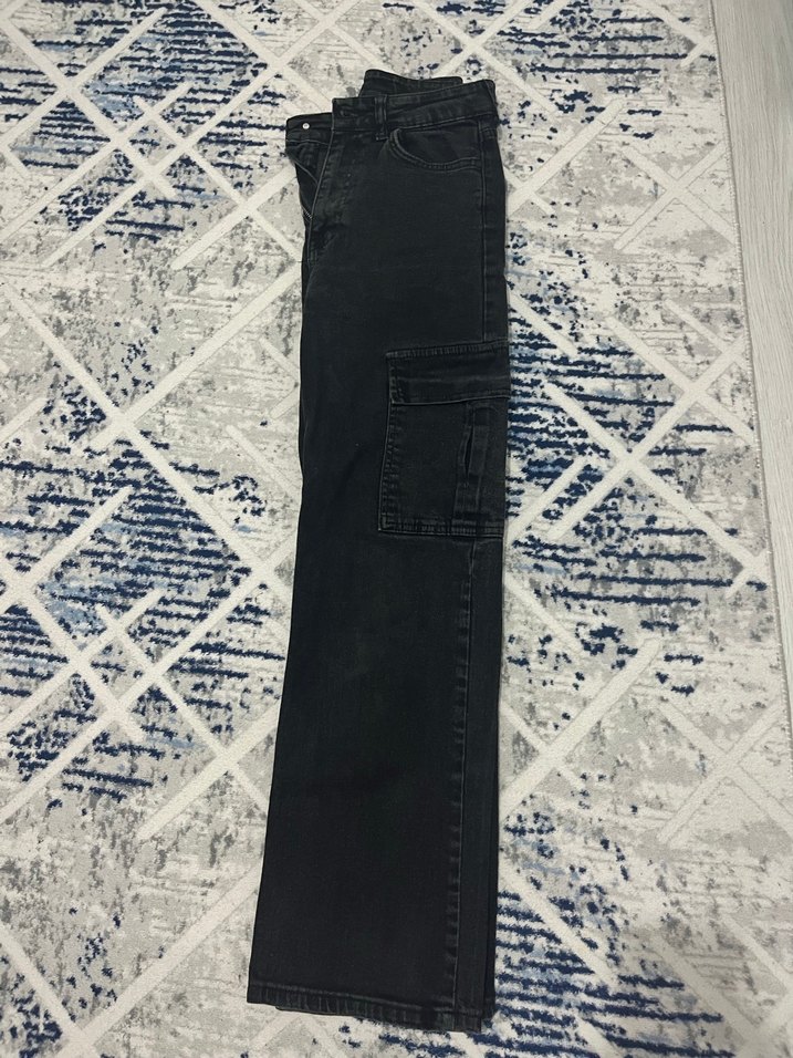 Siyah likralı kot kargo pantolon 28 beden - Görsel 2