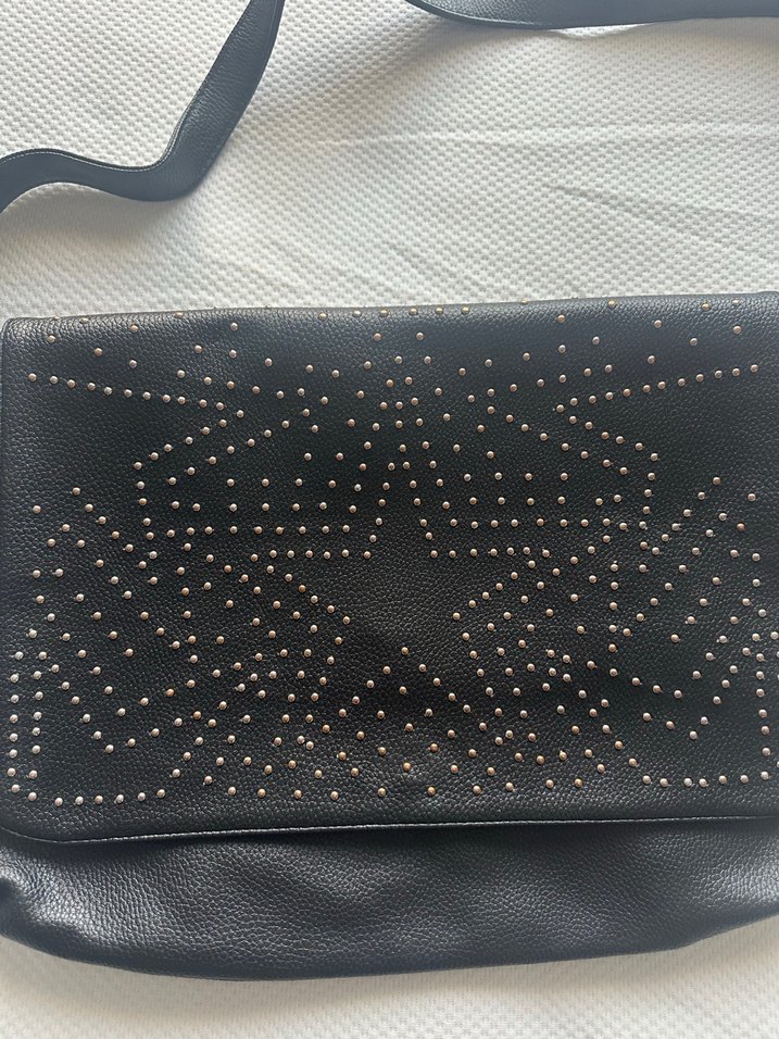 Siyah Deri İşlemeli Kadın Çanta - Görsel 2