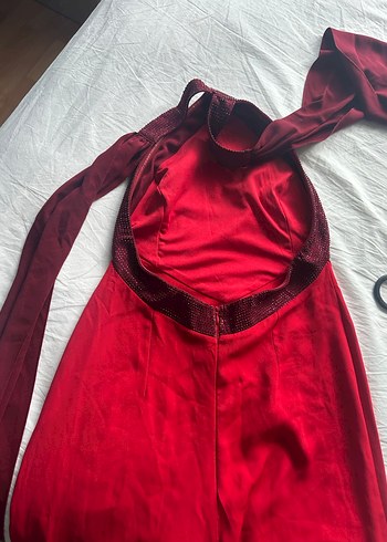 Kırmızı Drapeli Uzun Kadın Tulum - Görsel 6