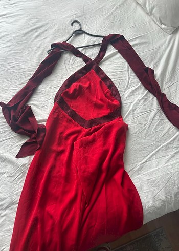 Kırmızı Drapeli Uzun Kadın Tulum - Görsel 4