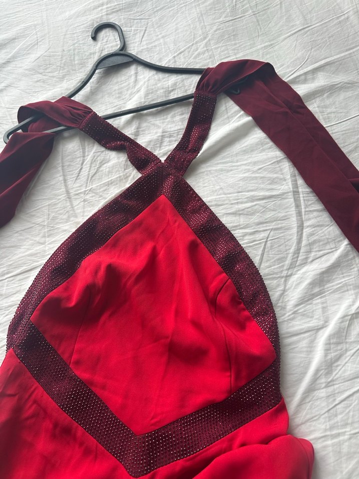 Kırmızı Drapeli Uzun Kadın Tulum - Görsel 5