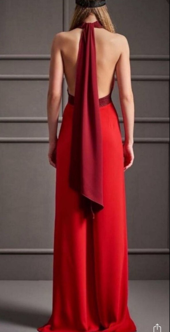 Kırmızı Drapeli Uzun Kadın Tulum - Görsel 2