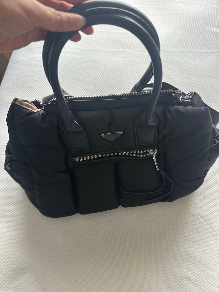 Siyah Fermuarlı Kapitone Kadın Omuz Çantası - Görsel 2