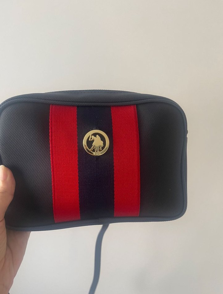 Klasik Kırmızı Çizgili Deri Kadın Çapraz Çanta - Görsel 2