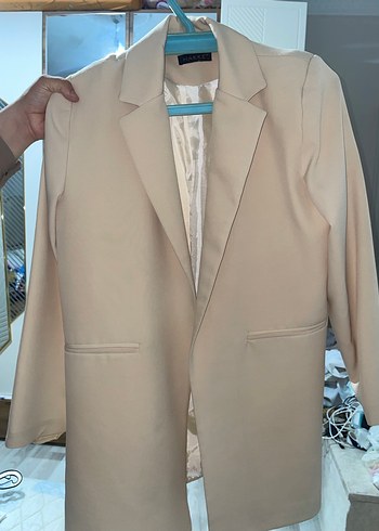 Diğer Bej Midi Kadın Blazer Ceket