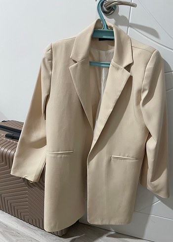 Bej Midi Kadın Blazer Ceket