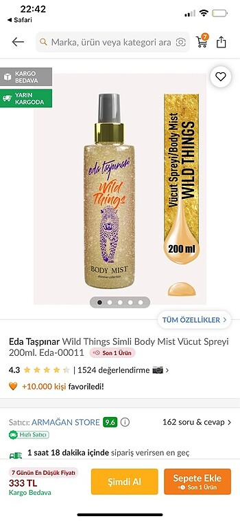  Beden Renk Eda Taşpınar Vanilyali Body Mist