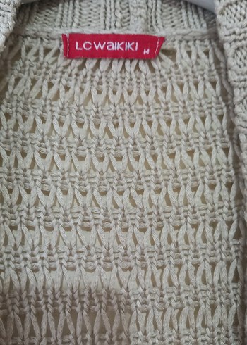 Bej Örgü Kadın Hırka, Midi Boy, Salaş Kesim - Görsel 3