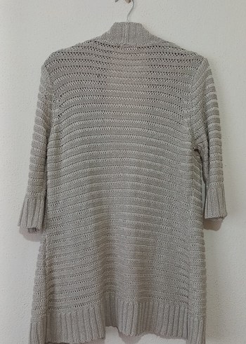 Bej Örgü Kadın Hırka, Midi Boy, Salaş Kesim - Görsel 2