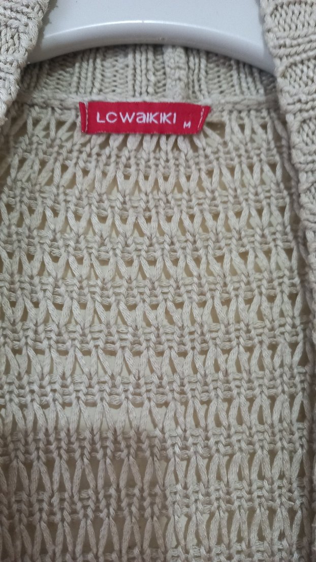 Bej Örgü Kadın Hırka, Midi Boy, Salaş Kesim - Görsel 3